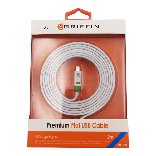 GRIFFIN Micro USB Бял Кабел  2.4A 2м. 